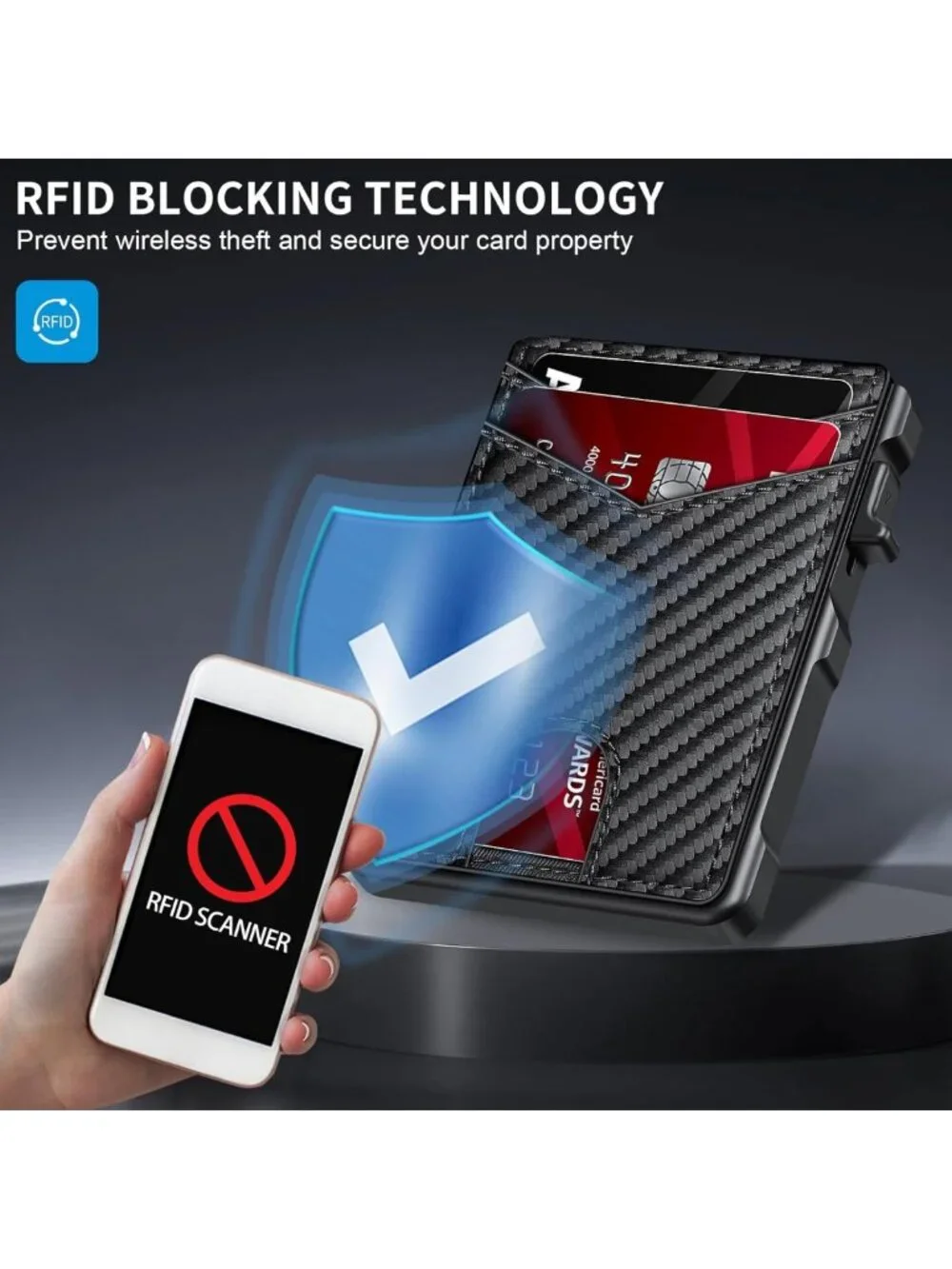 Minimalist RFID Blocking Wallet for Men, Bifold Aluminum Card Holder, 12+ Cards